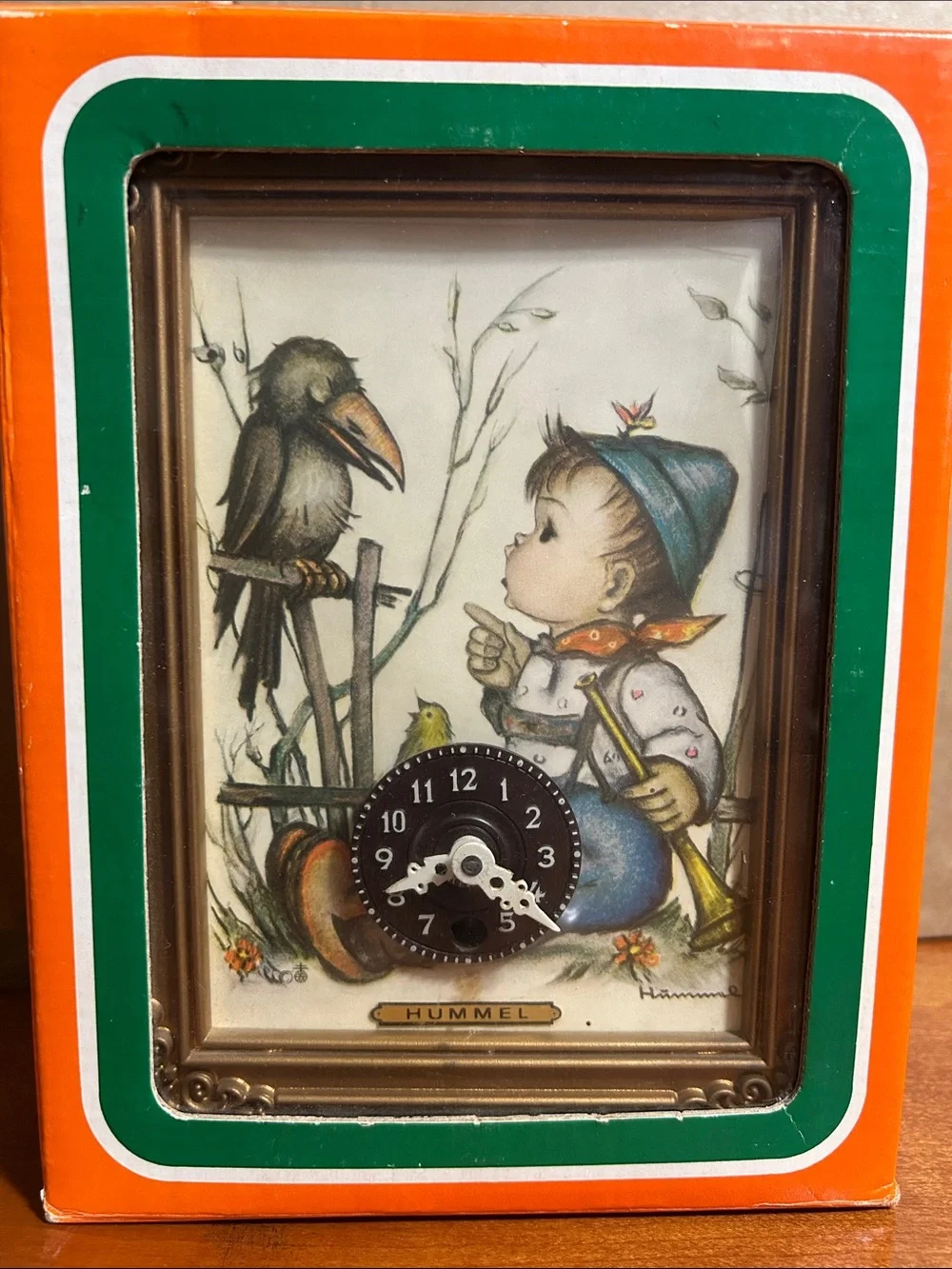 Vintage west German Hummel princess art mini wing up picture clock